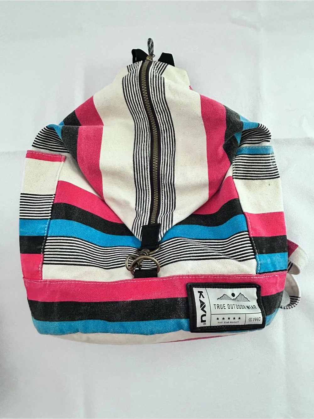 Kavu Free Range Sail Stripe Cotton Canvas Bucket-Style Backpack UNISEX
